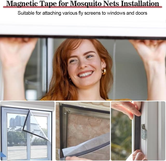 Detalle de BUZIFU Magnetband Selbstklebend A+B (3 m + 3 m) – Magnetstreifen für Fliegengitter & Moskitonetze, 15 mm breit