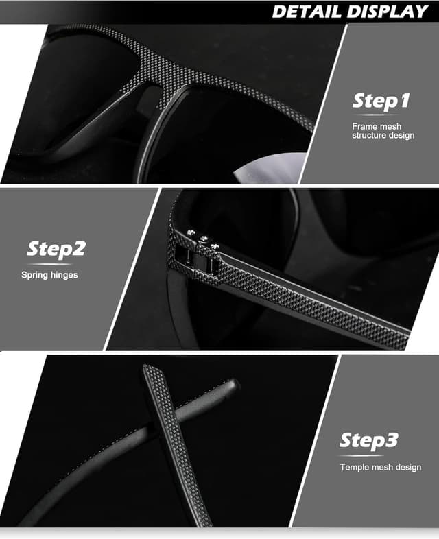 Detalle 2 de HENGOSEN Polarised Men’s Sunglasses with UV400 Protection (Classic Vintage Square Frame)