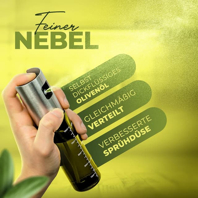 Detalle de Leisure Life Ölzerstäuber im 2er Set (UV-Schutzglas, BPA-frei, Edelstahlmantel) für bis zu 100 ml Öl – Jade Green & Obsidian Black