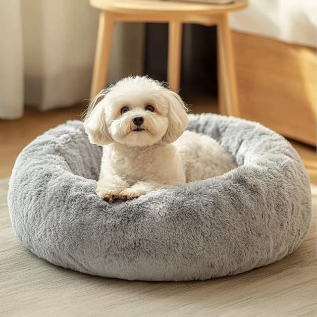 Detalle de JOLLYVOGUE Dog & Cat Donut Bed (23") for Calming Anti-Anxiety Comfort
