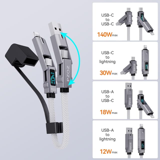 Detalle de PZOZ Keychain Charger 140W USB cable