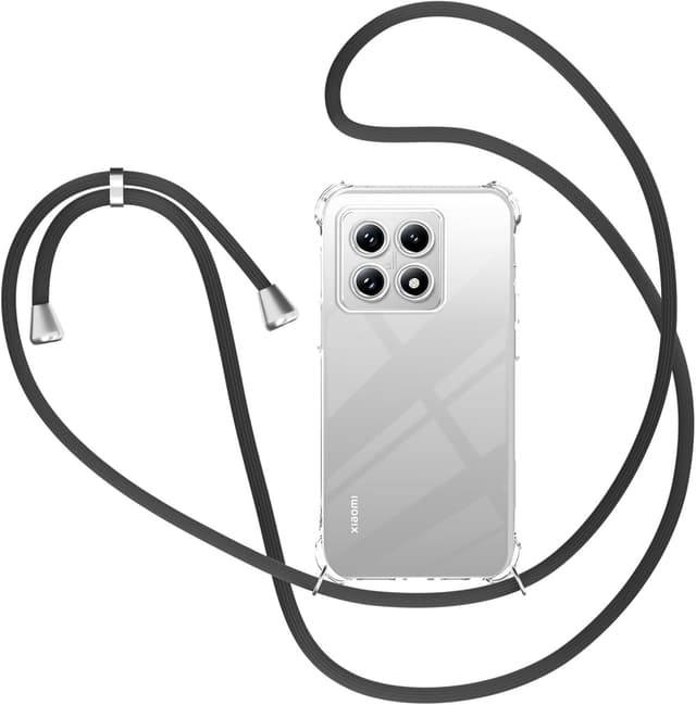 Detalle de XTCASE Coque pour Xiaomi 14T Pro transparente avec tour de cou et cordon (noir)