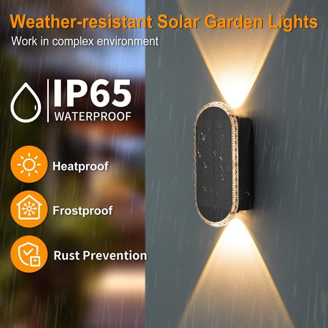 Detalle de HAMLITE Solar Fence Light for Garden (Weatherproof Dual Direction) – Adjustable 3 Modes in 8-Pack