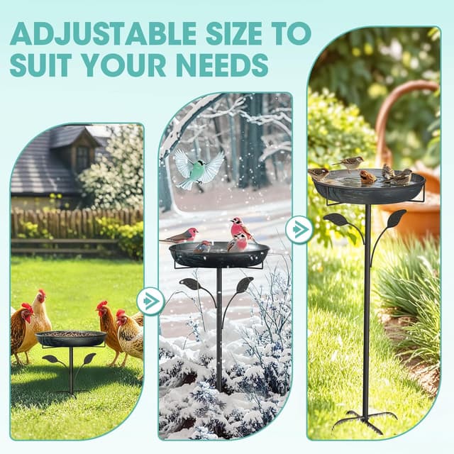 Detalle de WELDUN Vogeltränke Vogelbad 30 cm aus Metall – Futter- und Wasserschale für draußen