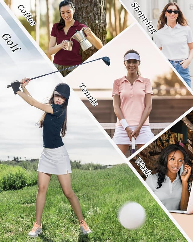 Detalle de 33,000ft Damen Poloshirt für Golf & Sport mit UPF 50+ Sonnenschutz – kurzarm, schnelltrocknend