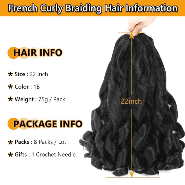 Thumbnail 5 de French Curl Braiding Hair 56 cm 1B