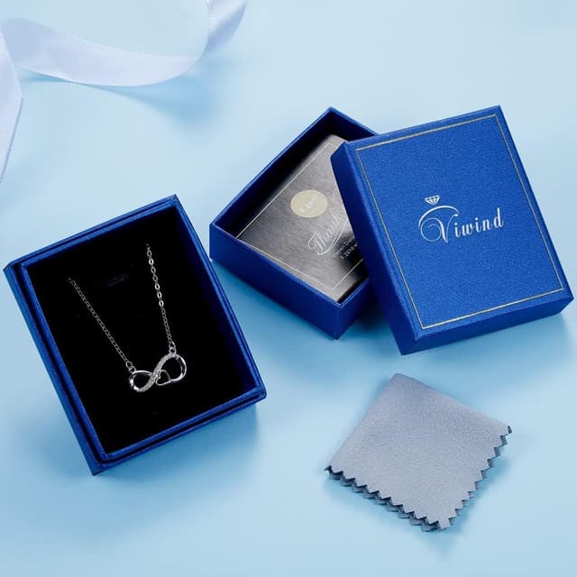 Detalle de Viwind Damen Kette aus 925 Sterling Silber mit Unendlichkeit & Herz Anhänger