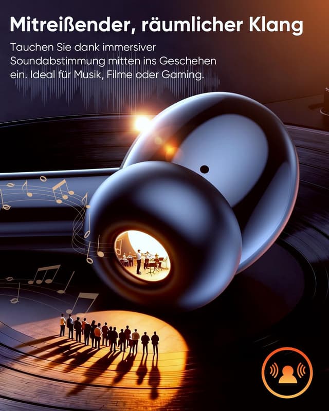 Detalle 2 de ZIUTY Bluetooth 5.3 In-Ear Kopfhörer mit 4 ENC Mikrofonen, 48 Std Spielzeit und IPX7 Sport-Schutz (schwarz)