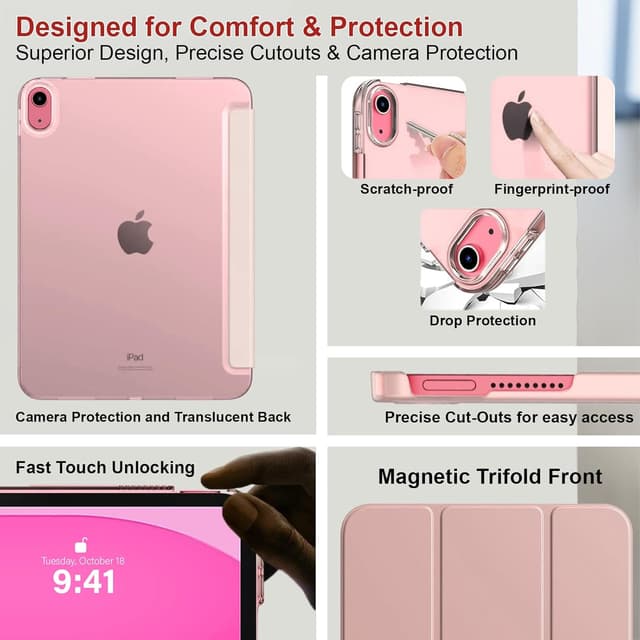 Detalle 2 de GALTD Smart Case for iPad A16 (11th Gen) & iPad 10th Gen 10.9" with Auto Wake/Sleep – Rose Gold