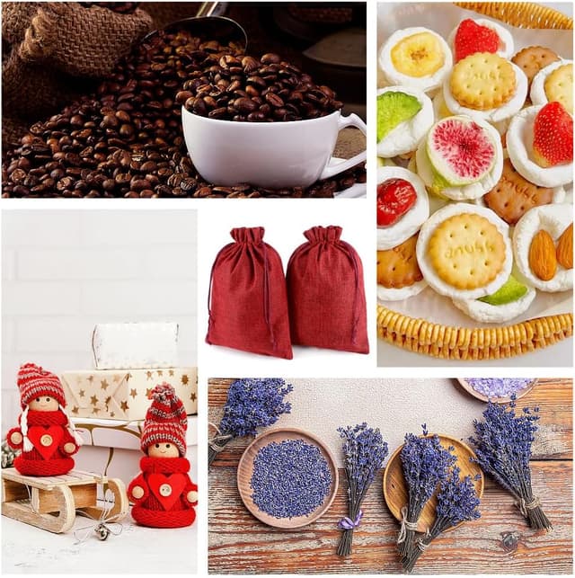 Detalle 2 de 20er Set Weinrote Jutesäckchen 15x20 cm mit Kordelzug – Stoffbeutel als Geschenkbeutel für Ostern, Hochzeit & mehr