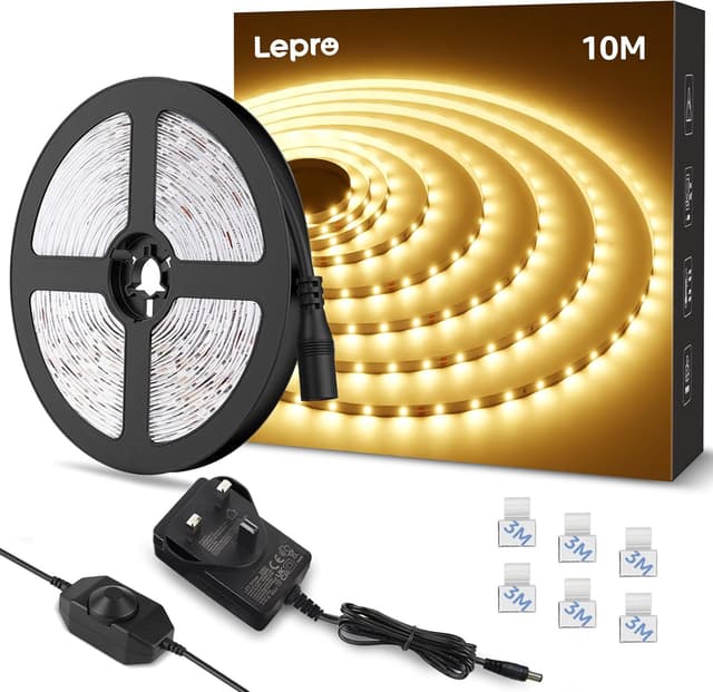 Detalle de Lepro Warm White LED Strip Light 10M (2000lm), 24V UK plug-in with dimmer switch