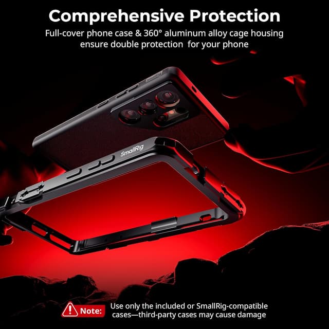 Detalle 2 de SMALLRIG Kit Cage S25 Ultra pour Samsung avec adaptateur filtre magnétique 67 mm et dégagement rapide HawkLock (5254)