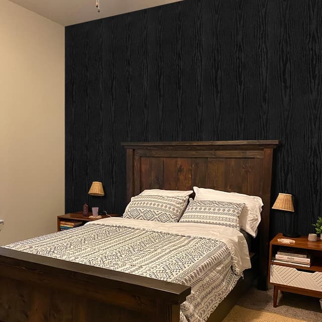Detalle de Hode Papier adhésif effet bois noir pour meuble, rouleau 30 × 200 cm