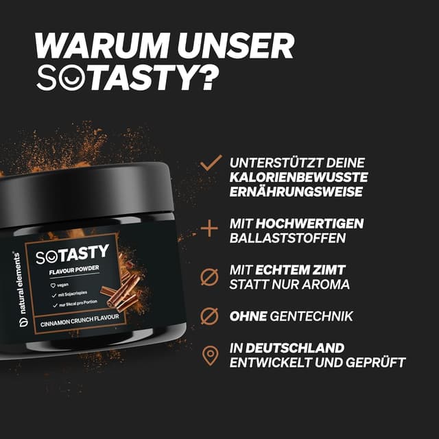 Detalle de natural elements SoTasty Geschmackspulver Cinnamon Crunch (200 g) – 9 kcal/Portion (3 g), vegan & laborgeprüft