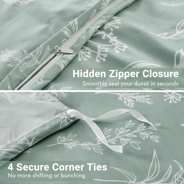 Detalle de MUXHOMO Queen Reversible Floral Duvet Cover Set with Zipper Closure (90"x90")