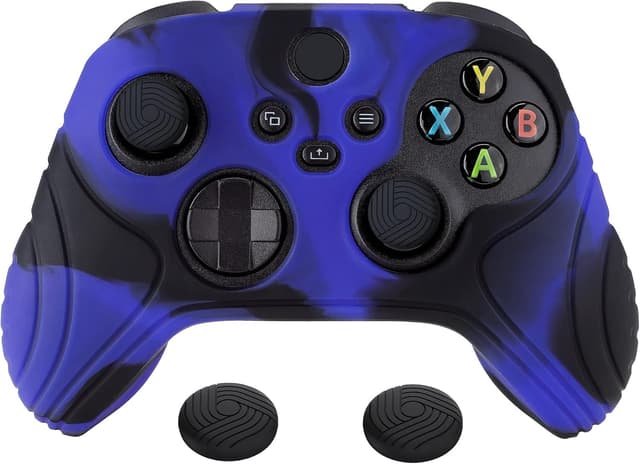 Detalle de eXtremeRate PlayVital Samurai Edition anti-slip silicone grip skin for Xbox Series S/X controllers (blue & black)