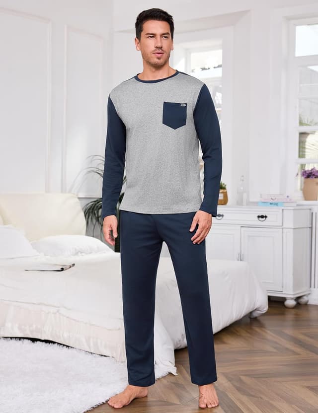 Detalle de Ensemble pyjama homme Terecey 2 pièces manches longues (haut + pantalon) bicolore