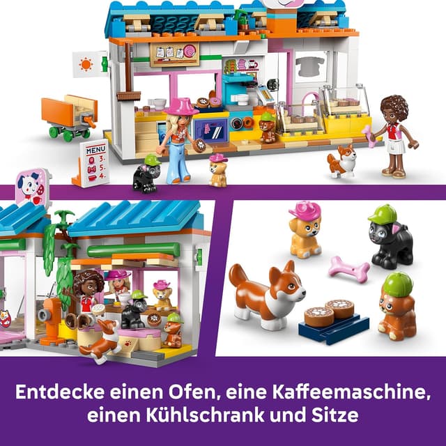 Detalle de LEGO Friends Hundekuchenbäckerei 42677 – Kinder-Einkaufsladen mit 2 Mini-Puppen, 4 Tierfiguren & Zubehör