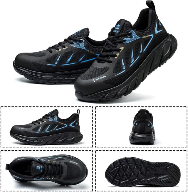 Detalle 2 de Scarpe Antinfortunistiche ISOOUS da Uomo leggere con punta in acciaio antiscivolo (blu)