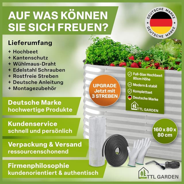 Thumbnail 6 de TTL GARDEN Spirit M Metall-Hochbeet 160 x 80 x 80 cm (oval), verzinkter Stahl, silber