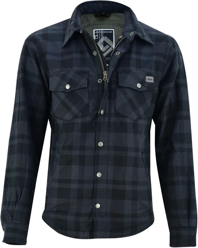 Detalle 2 de BOSMOTO Lumberjack Hemd für Herren – Motorradhemd mit 100% Dupont-Kevlar Verstärkung