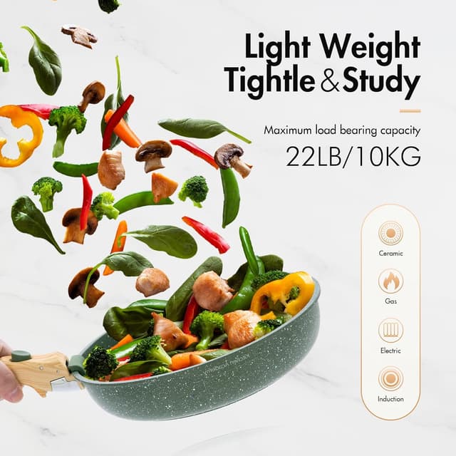 Detalle 2 de Kitchen Academy Cacerolas 10 pzas con tapa de cristal y revestimiento de mármol