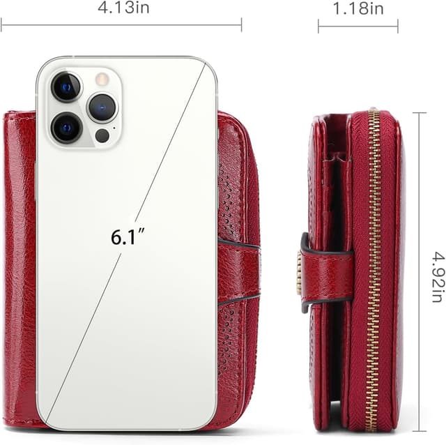 Detalle 2 de SENDEFN RFID blocking leather small wallet for women with multiple card slots & zip coin compartment