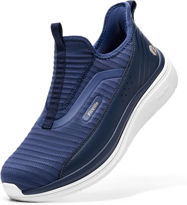 Detalle de FitVille Men’s Wide Fit Slip-On Trainers (Extra Wide) with High Rebound cushioning