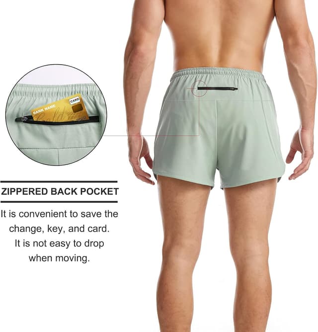 Detalle de Suwangi Uomo pantaloncini da running 2 in 1 con asciugatura rapida e tasca interna con zip