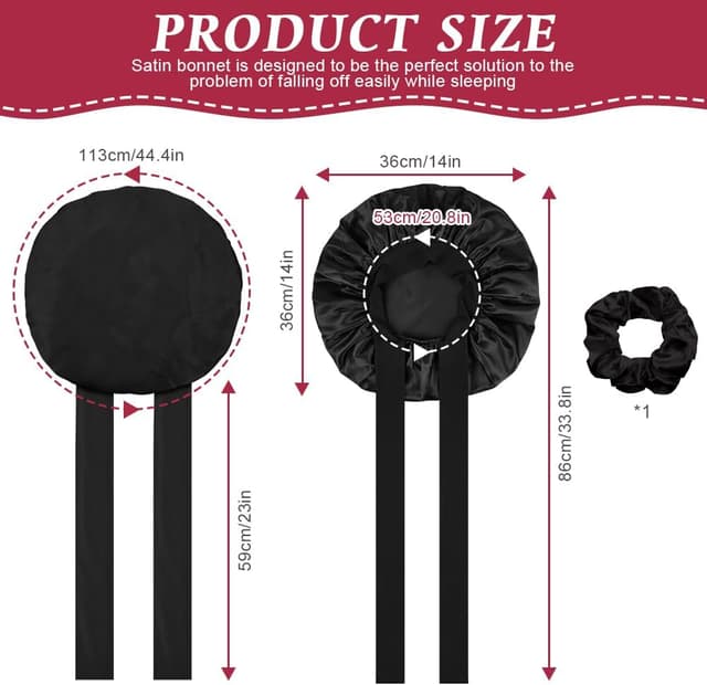 Detalle 2 de ACWOO Bonnet de nuit ajustable en satin et soie pour protéger les cheveux pendant le sommeil