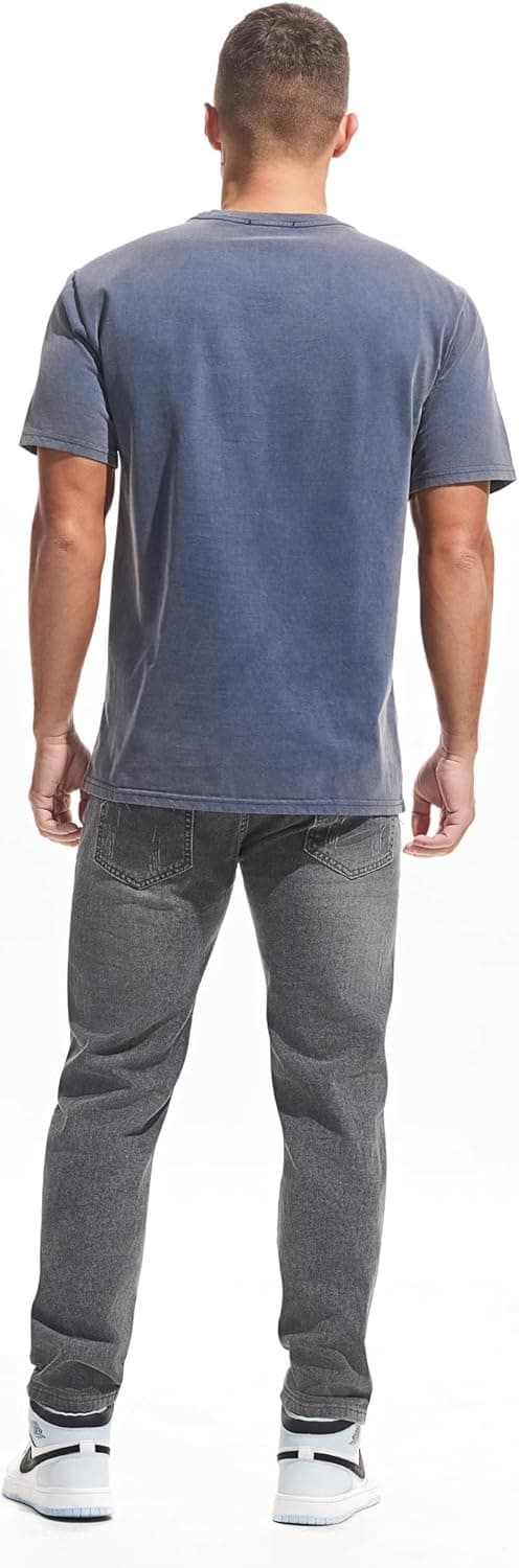 Detalle 2 de Herren Dick T-Shirt aus 100% Baumwolle (250 g/m²) – Stone Washed Ultra weich, Regular Fit, Kurzarm Basic