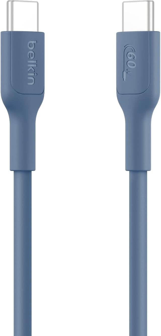 Detalle de Belkin Eco USB-C to USB-C Cable (3.3ft, 60W) – Soft Braided Fast Charging Cord in Blue