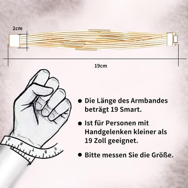 Detalle de VANSZA Wickelarmband im Boho-Stil mit mehrlagiger Lederoptik und Magnetverschluss (ca. 19 cm)