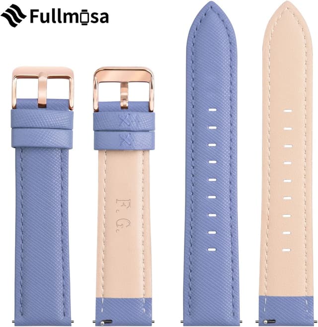 Thumbnail 6 de Fullmosa 18mm Leder-Uhrenarmband (Hellblau + Roségoldene Schnalle) für Garmin Venu 3S/2S & Vivoactive 4S/3S