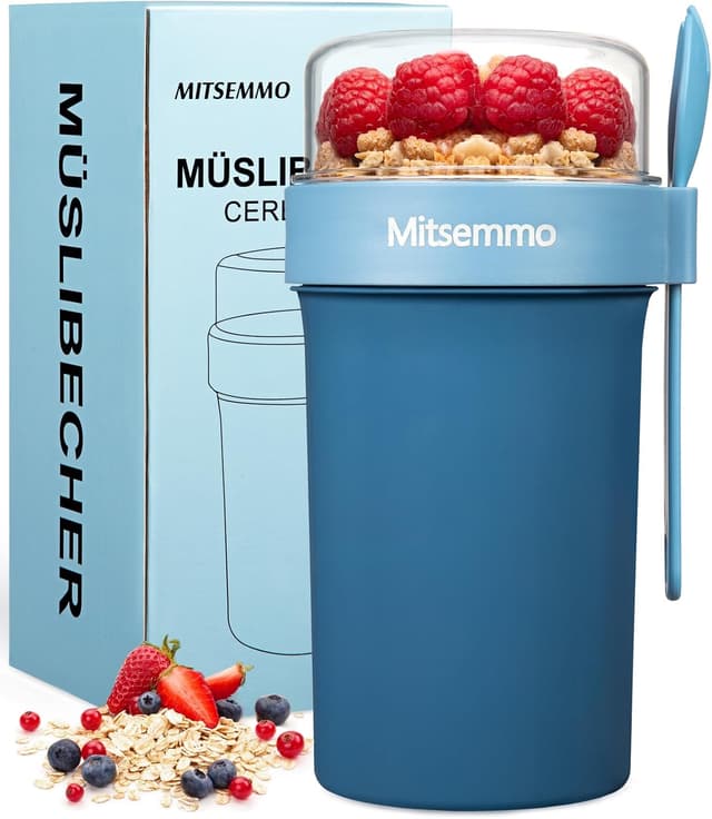 Detalle de Mitsemmo Müslibecher to Go 760ml+230ml Blau