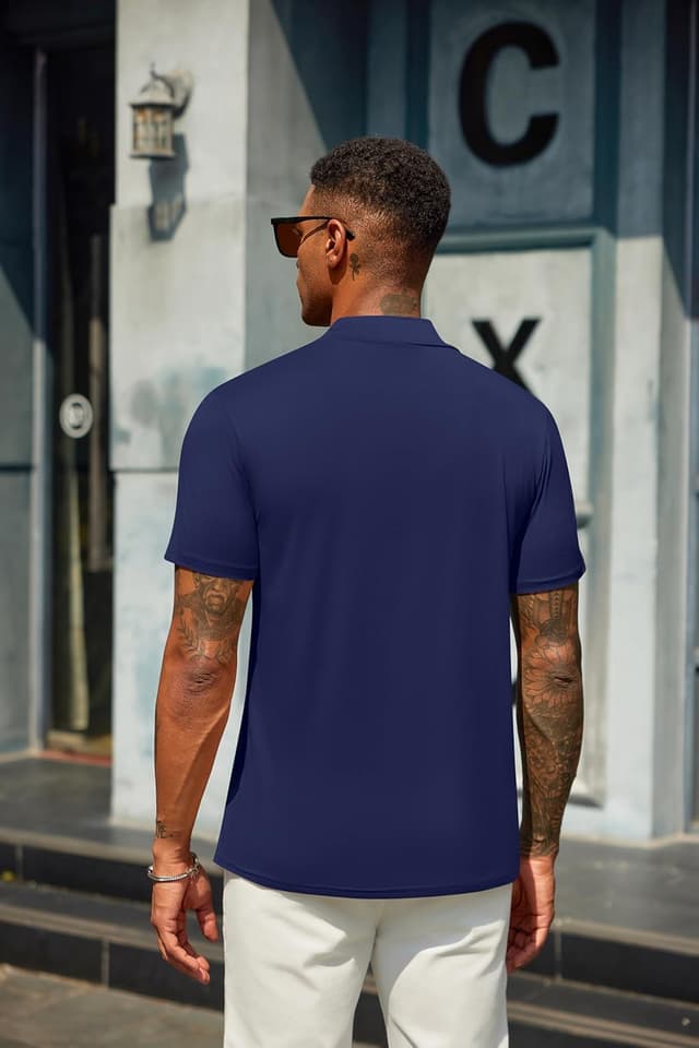 Detalle 2 de COOFANDY T-shirt col roulé manches courtes