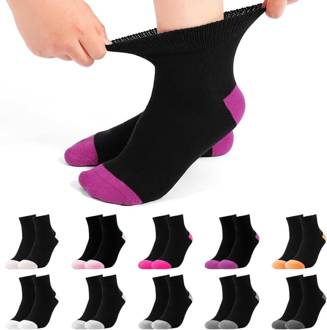 Detalle de Jeasona 10 Paar Diabetikersocken Damen (35–42) ohne Gummibund, ohne Naht