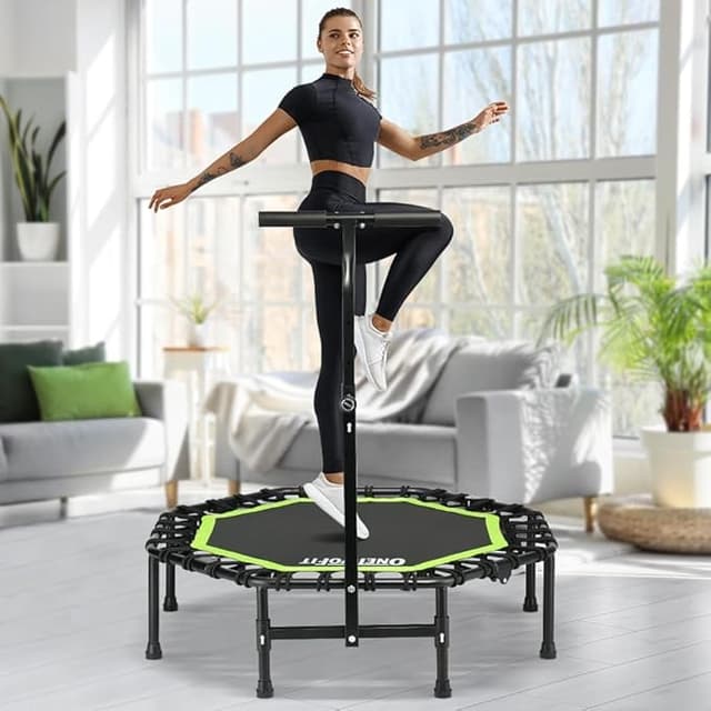 Detalle de ONETWOFIT Trampolín plegable adultos 101/107/114cm con mango 🤸