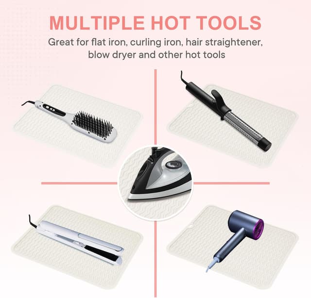 Detalle de Suafrnut Oversize Silicone Heat Resistant Mat (14.2" x 11") for Curling Irons & Hot Tools