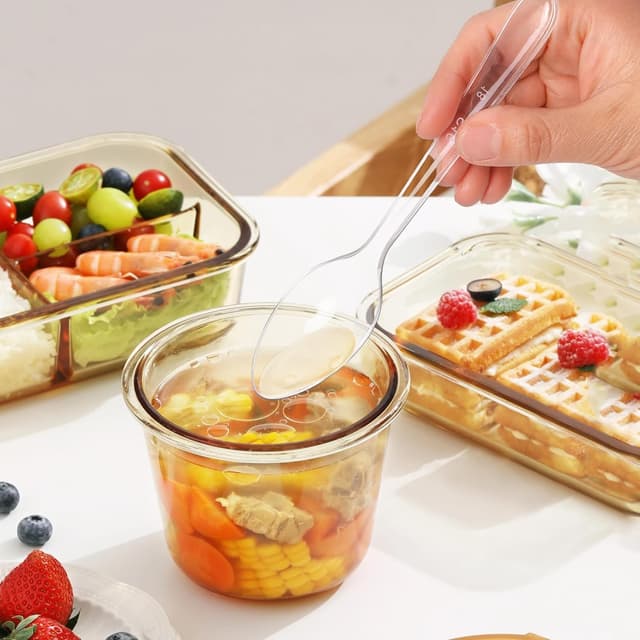 Detalle de BYSNOW 360-Count Extra Heavy-Duty Plastic Silverware (BPA-Free, Heat-Resistant) for Parties & Everyday Use