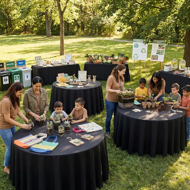 Thumbnail 6 de 8 Pack Black 120-Inch Round Tablecloths (Wrinkle-Resistant Polyester)