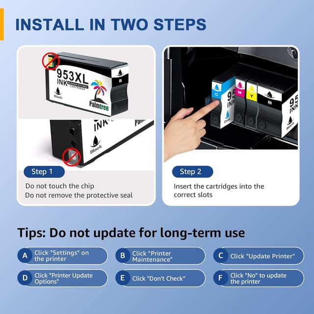 Detalle de Palmtree 953XL Druckerpatronen Multipack (4er-Set) für HP Officejet Pro – wiederaufbereitet