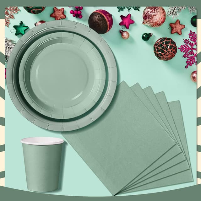 Thumbnail 2 de Nkaiso Grasgrün Partygeschirr 96-teilig