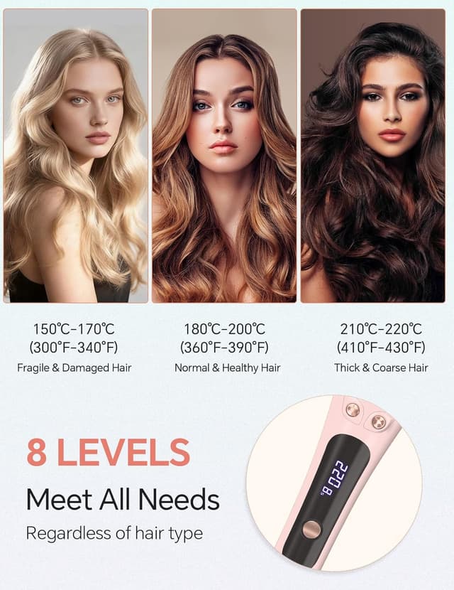 Detalle de LANDOT Arricciacapelli Automatico 25 mm Rosa con 8 temperature regolabili