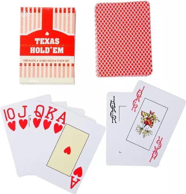 Detalle 2 de Texas Hold’em Profi-Pokerkarten aus 100% Plastik (wasserdicht), rot