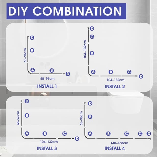 Detalle 1 de WELDUN L-förmige Duschvorhangstange 90°