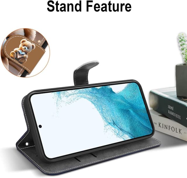 Detalle de TUUTPU Handyhülle für Samsung Galaxy S22 5G – Klapp-Flip-Case mit Kartenfach, Magnetverschluss und Standfunktion (Diamantbär)