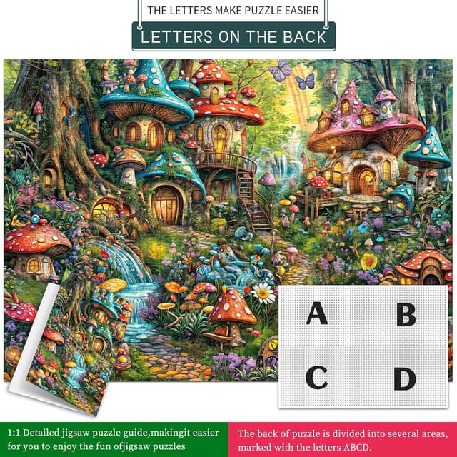 Detalle 2 de MOJIGE Jigsaw Puzzles for Adults 1000 Pieces – Mushroom Garden “Impossible” Theme