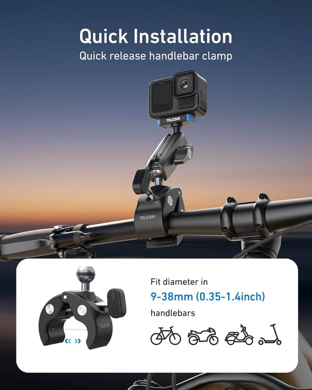 Detalle de TELESIN Super Clamp Mount for Hero 13 9-38mm