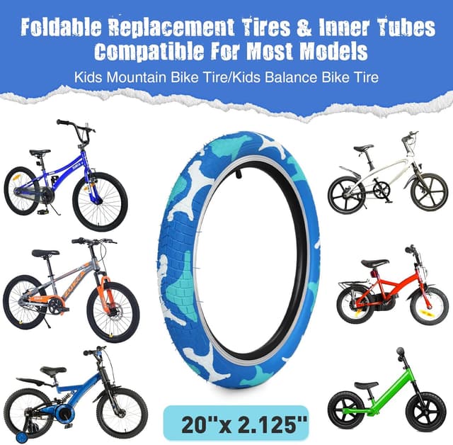 Detalle de ZUKKA 2er-Set 20 x 2,125 Fahrradreifen (ETRTO 57-406) faltbar inkl. 20-Zoll-Schlauch AV (35 mm)